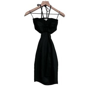 REFORMATION Women's Mairwen Linen Mini Dress Sweetheart Halter Black Size 0